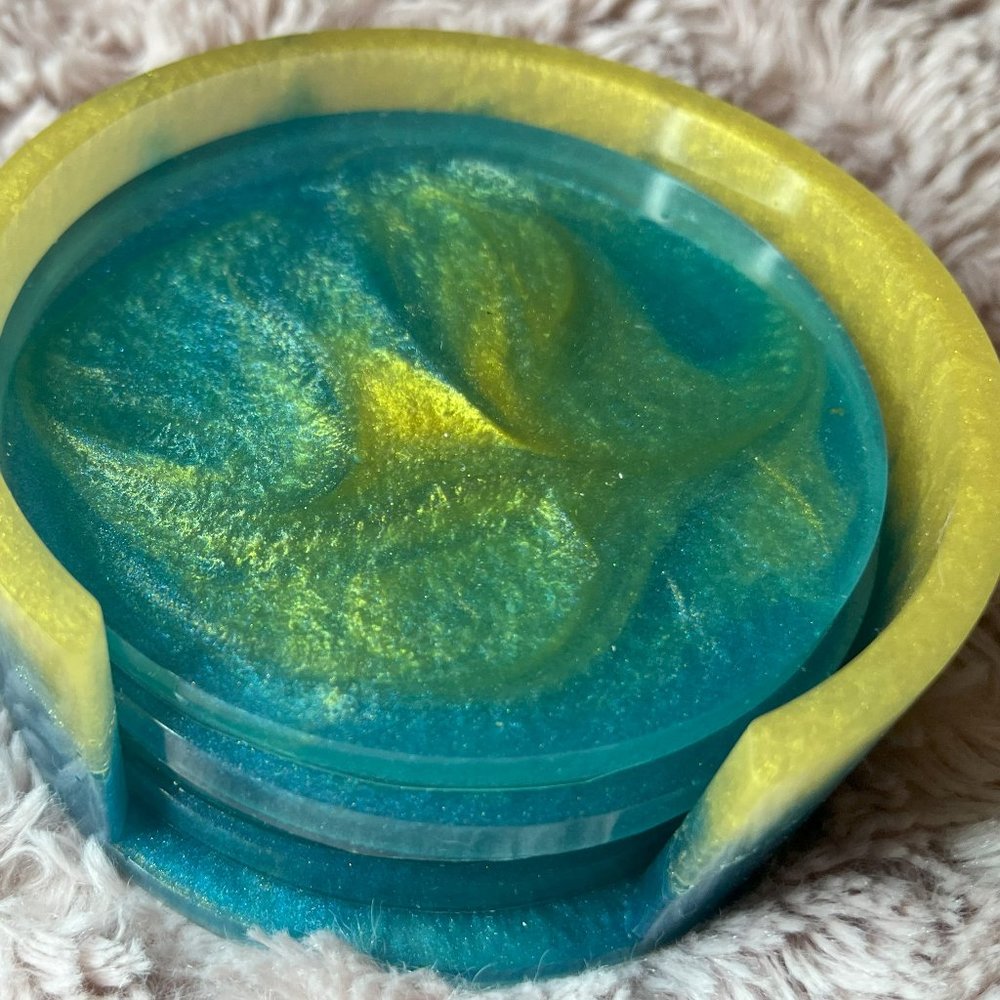 Handmade 5PC Coater set with stand.